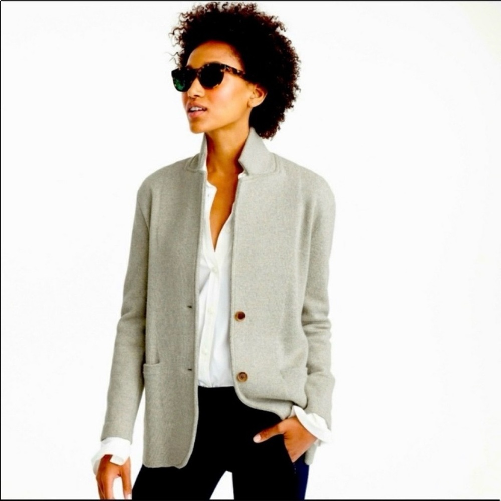 J.Crew Mercantile Heather Gray Knit Blazer Old Money Academia Clean XS